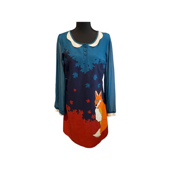 Yumi Faux Collar Fall Fox Dress - Picture 1 of 4
